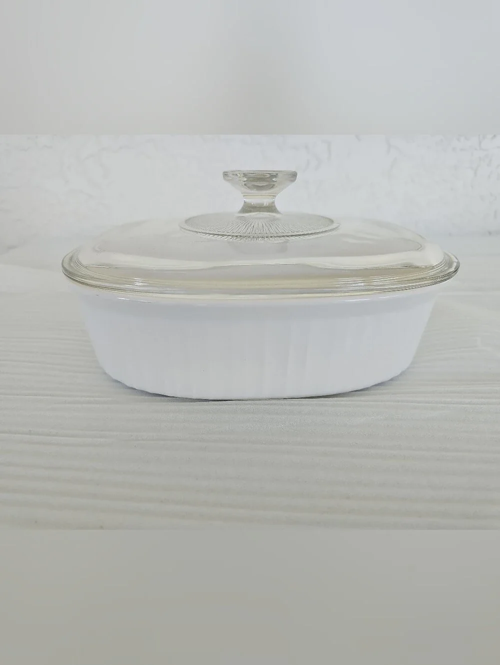 CorningWare French White Casserole Dish Glass Pyrex Lid 1.8 Liter F-12-B USA
